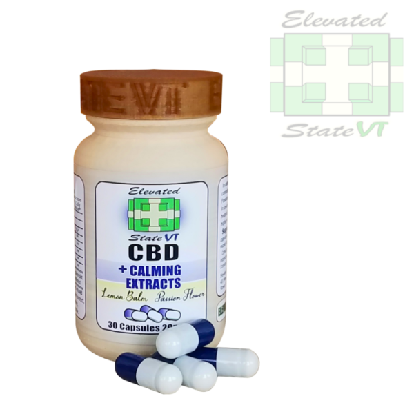 Elevated state Vermont CBD plus calming extracts 20 milligrams CBD plus calming agents 600 milligrams CBD total per bottle